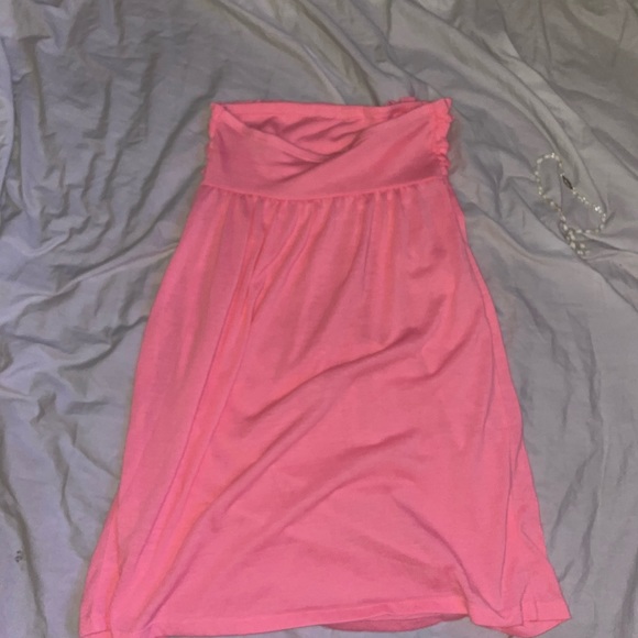 2000s ocean pacific OP pink ruffled y2k strapless dress / strapless cover up - Picture 3 of 5